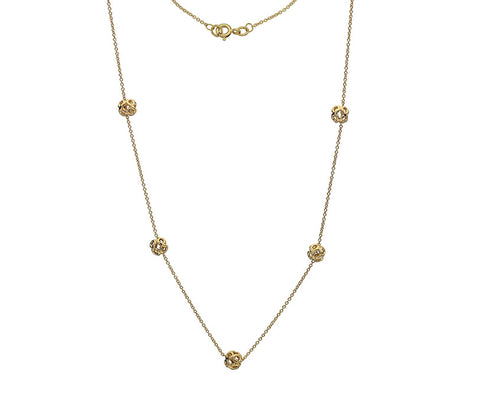 9CT GOLD INFINITY BEAD STATION NECKLACE
