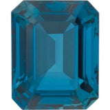 14CT GOLD EMERALD-CUT LONDON BLUE TOPAZ & BAGUETTE DIAMOND ENGAGEMENT RING