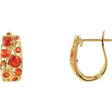 14CT GOLD NATURAL MEXICAN FIRE OPAL HOOP EARRINGS