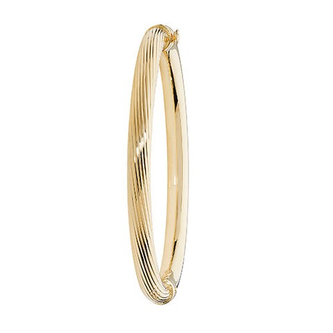 9CT GOLD SPIRAL GROOVE HINGED BANGLE