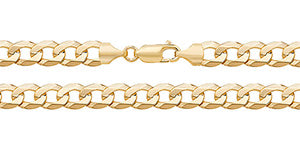 9CT YELLOW GOLD FLAT BEVELLED 8.5MM CURB CHAIN
