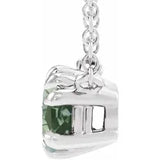 SILVER DOUBLE CLAW GREEN SAPPHIRE SOLITAIRE NECKLACE