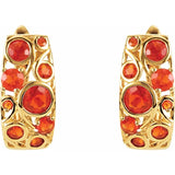 14CT GOLD NATURAL MEXICAN FIRE OPAL HOOP EARRINGS