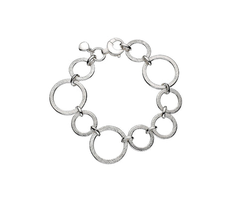 SOLID SILVER ECHO TEXTURED CIRCLES BRACELET