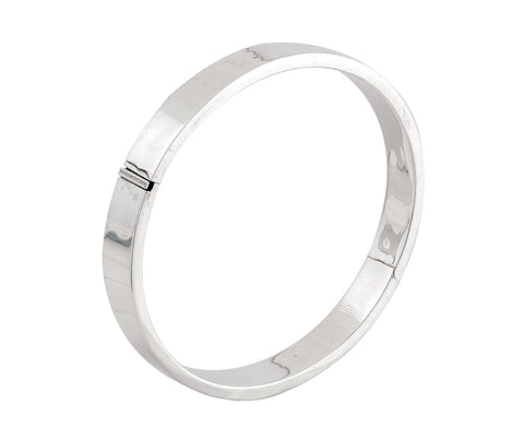 SIMPLE SILVER ROUND HINGED BANGLE