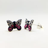 SILVER CRYSTAL BUTTERFLY STUDS