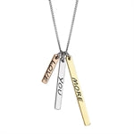SILVER, ROSE AND GOLD VERMEIL 'LOVE YOU MORE' NECKLACE