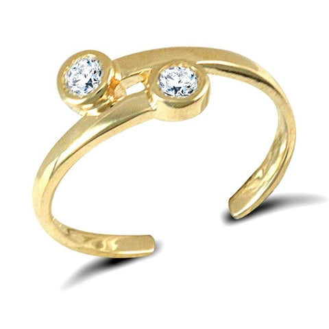 9CT GOLD CUBIC ZIRCONIA SET BYPASS TOE RING
