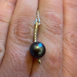 SILVER SYNTHETIC BLACK PEARL & CUBIC ZIRCONIA PENDANT