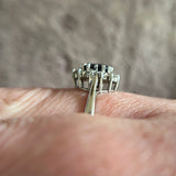 VINTAGE 9CT WHITE GOLD SAPPHIRE & CUBIC ZIRCONIA RING