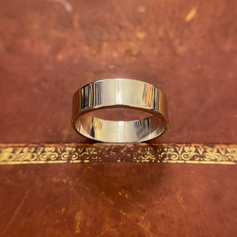 SILVER 8MM WIDE FLAT WEDDING BAND