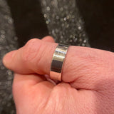 SILVER 8MM WIDE FLAT WEDDING BAND