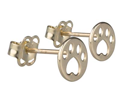 9CT GOLD TINY CUT-OUT PAW PRINT STUD EARRINGS – Christine