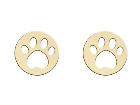 9CT GOLD TINY CUT-OUT PAW PRINT STUD EARRINGS