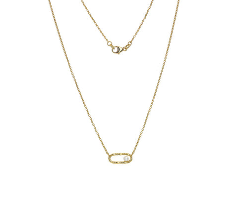 9CT GOLD PATTERNED OBLONG & PEARL NECKLACE