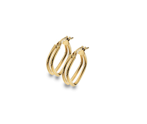 9CT GOLD 12MM DOUBLE SQUARE HOOP EARRING