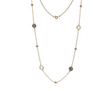 9CT GOLD ROUND CHECKERBOARD CUT MOONSTONE, LABRADORITE & PRASIOLITE STATION  NECKLACE