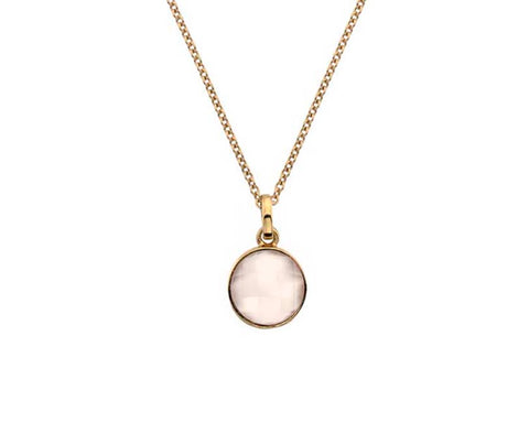 9CT YELLOW GOLD ROUND CHECKERBOARD CUT MOONSTONE NECKLACE