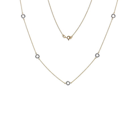 9CT YELLOW & WHITE GOLD TWISTED CIRCLE NECKLACE