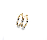 9CT YELLOW & WHITE GOLD DIAMOND CUT TWIST HOOP EARRINGS
