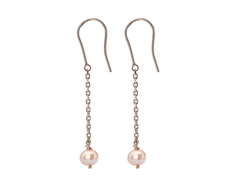 9CT ROSE GOLD PINK PEARL DROP EARRINGS