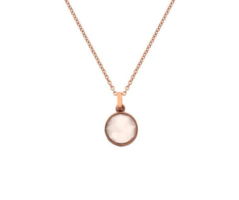 9CT ROSE GOLD ROUND CHECKERBOARD CUT MOONSTONE NECKLACE
