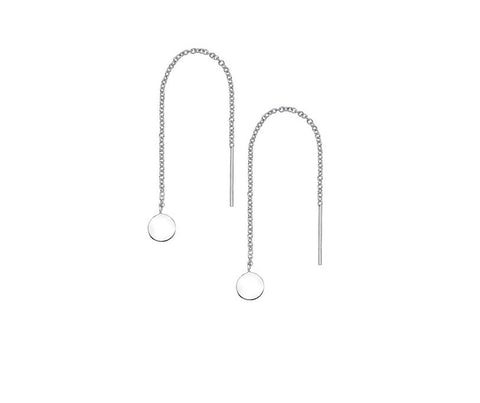 SILVER DISC THREADER EARRINGS