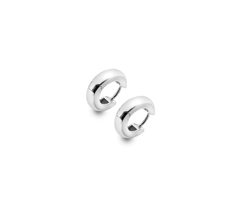 SILVER CHUNKY ROUND-EDGED HUGGIE HOOPS