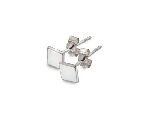 9CT WHITE GOLD SQUARE STUD EARRINGS