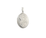 SILVER OVAL FULL SCROLL HAND ENGRAVED LOCKET