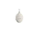 SILVER OVAL FULL SCROLL HAND ENGRAVED LOCKET