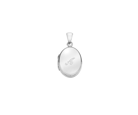 SILVER 16MM OVAL ENGRAVED INITIAL LOCKET