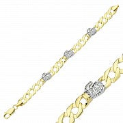 9CT GOLD BABIES CUBIC ZIRCONIA BOXING GLOVE SQUARE CURB BRACELET