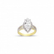 9CT GOLD MARQUISE CUBIC ZIRCONIA SPLIT SHOULDERS RING