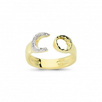 9CT GOLD CUBIC ZIRCONIA SPANNER RING
