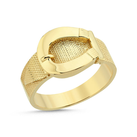9CT GOLD SIMPLE SOLID BUCKLE RING