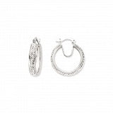 SILVER TWO ROW CRYSTAL HOOP EARRINGS