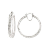 SILVER TWO ROW CRYSTAL HOOP EARRINGS