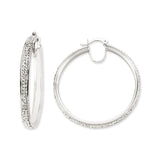 SILVER TWO ROW CRYSTAL HOOP EARRINGS