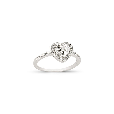 SILVER HEART CUT CUBIC ZIRCONIA HALO RING