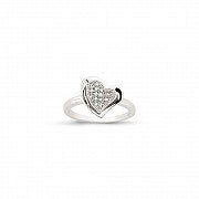 SILVER PAVE SET CUBIC ZIRCONIA WITCHES HEART RING