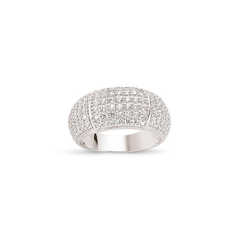 SILVER PAVE SET CUBIC ZIRCONIA DOME RING