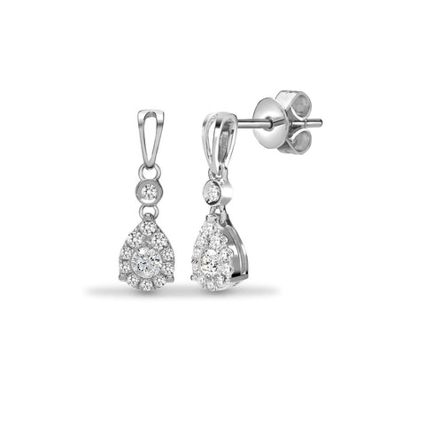 18CT WHITE GOLD .38CT DIAMOND PEAR DROP EARRINGS