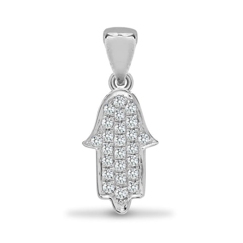 18CT WHITE GOLD DIAMOND HAMSA PENDANT