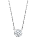 18CT WHITE GOLD NATURAL DIAMOND HALO PENDANT NECKLACE