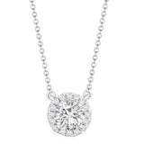 18CT WHITE GOLD NATURAL DIAMOND HALO PENDANT NECKLACE