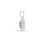 9CT WHITE GOLD OVAL AMETHYST & DIAMOND PENDANT