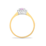9CT GOLD OVAL PINK SAPPHIRE & DIAMOND CLUSTER RING