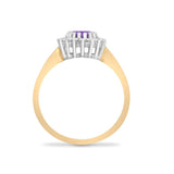 9CT GOLD OVAL AMETHYST & DIAMOND CLUSTER RING