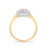 9CT GOLD OVAL PINK SAPPHIRE & DIAMOND CLUSTER RING
